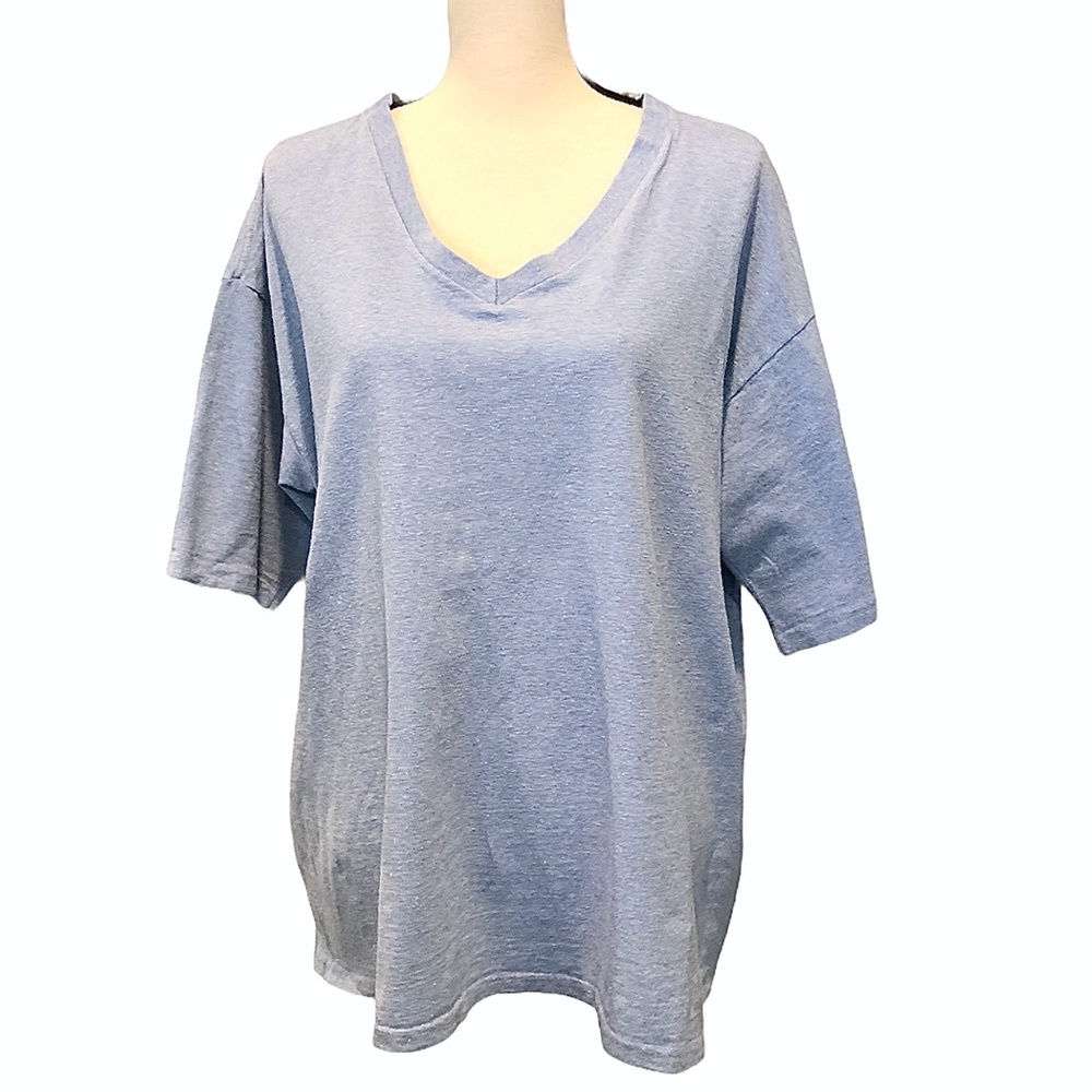 THE LIMITED SPORT HEATHER BLUE V NECK T SHIRT